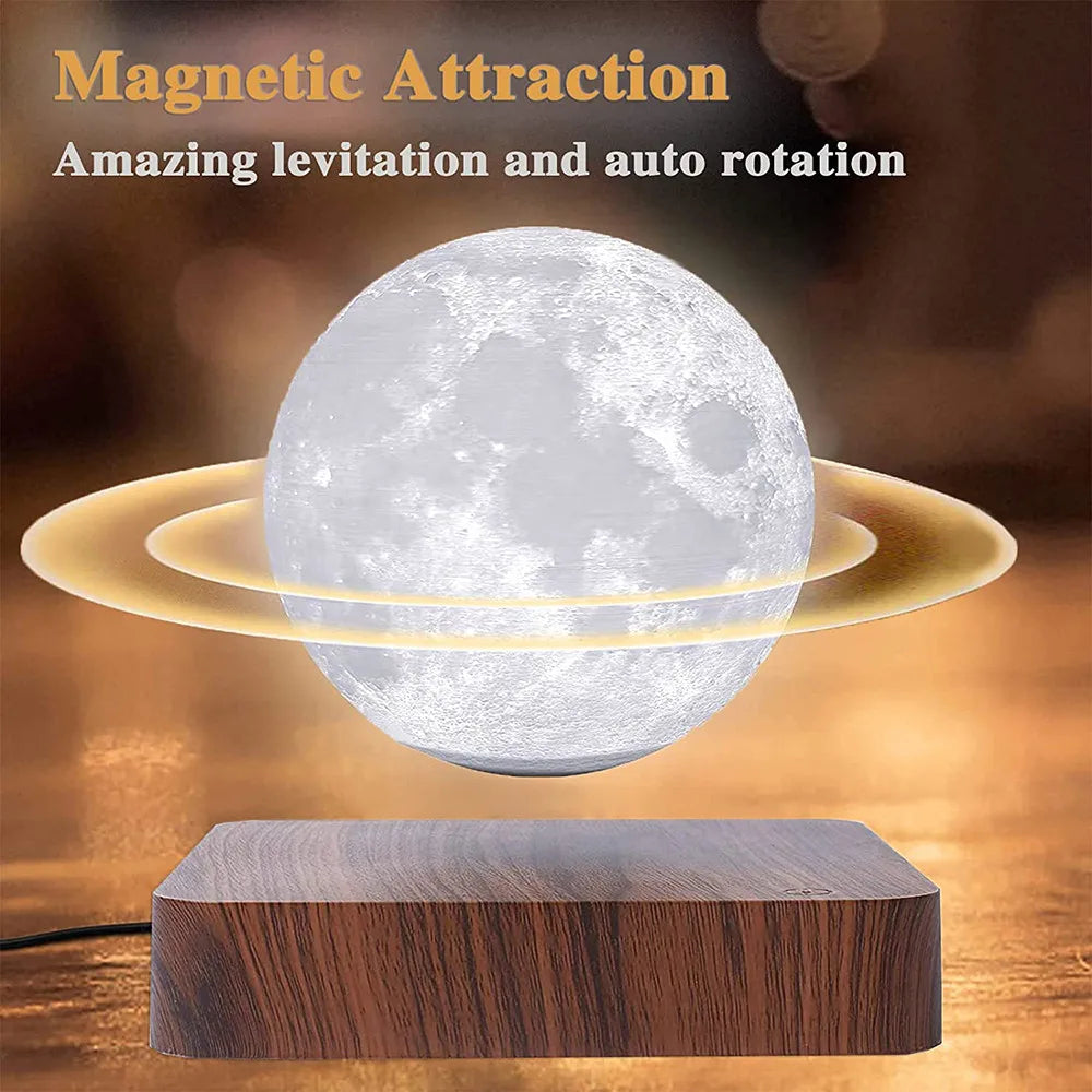 LED Bracket/Floating 3D Print Moon Night Light Touch 3 Color Levitation Bedroom Desk Lamp for Valentine's New Year Birthday Gift