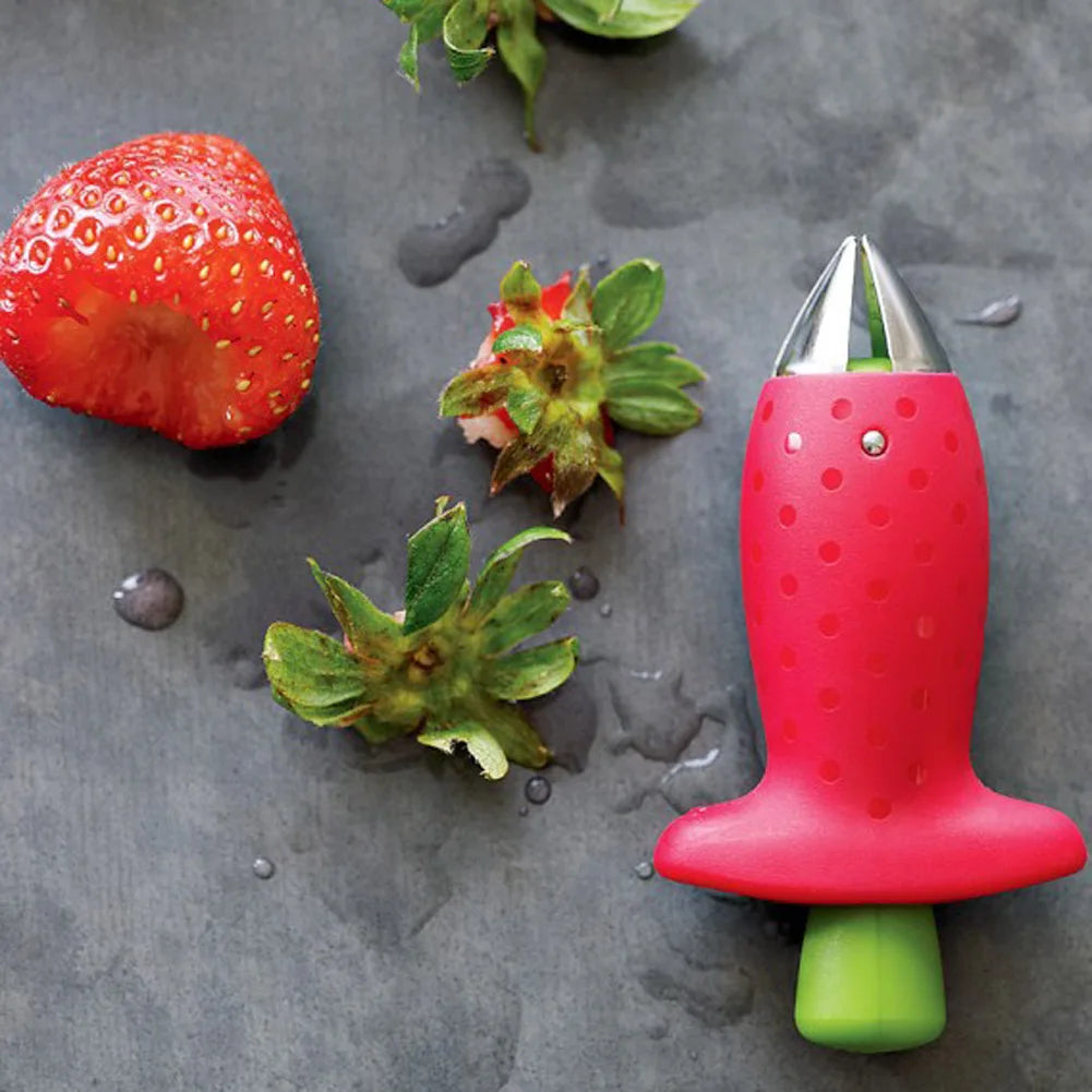 1Pcs Strawberry Huller Metal Tomato Stalks Plastic Fruit Leaf Knife Stem Remover Gadget Strawberry Hullers Kitchen Tool Freeship