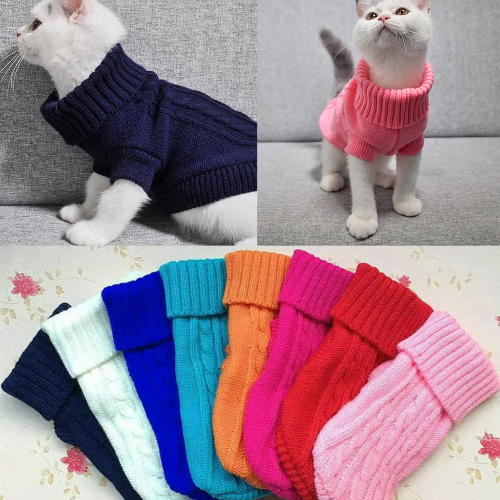 Pet Dog Cat Clothing Winter Autumn Warm Cat Knitted Sweater Jumper Puppy Pug Coat Clothes Pullover Knitted Shirt Kitten Clothes