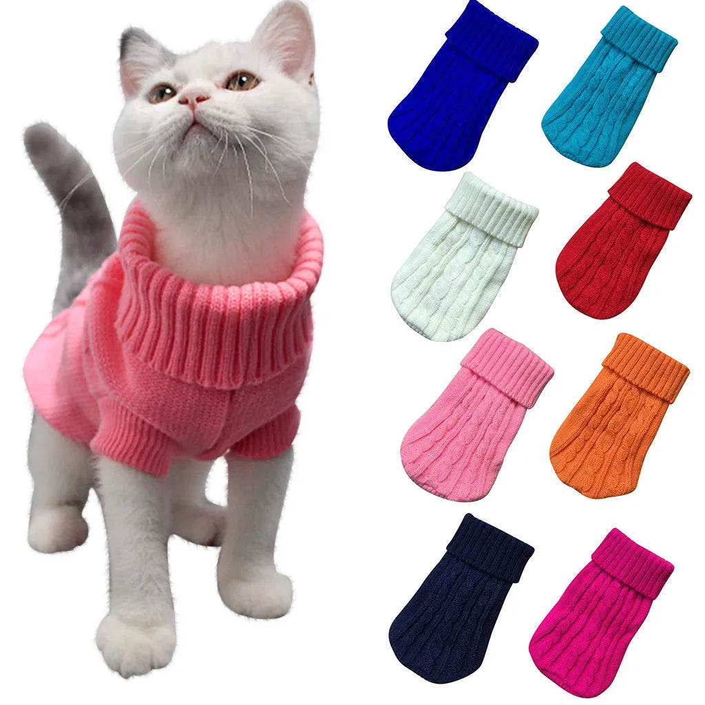 Pet Dog Cat Clothing Winter Autumn Warm Cat Knitted Sweater Jumper Puppy Pug Coat Clothes Pullover Knitted Shirt Kitten Clothes